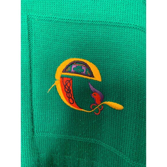 1980s Emerald Isle Ireland Kelly Green St. Patty Nordic Irish Rainbow Sweater S - Picture 3 of 4